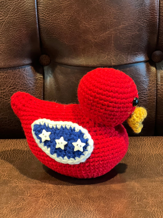 Handmade Crochet Patriotic Duck - 6”