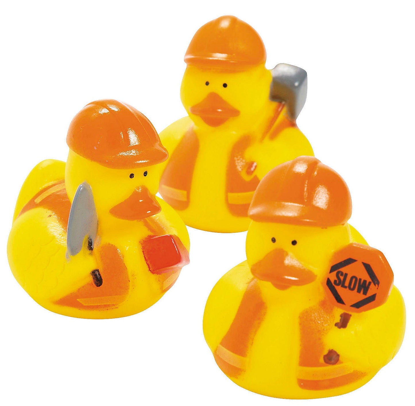 2" Construction Rubber Ducks with Orange Vests & Tools