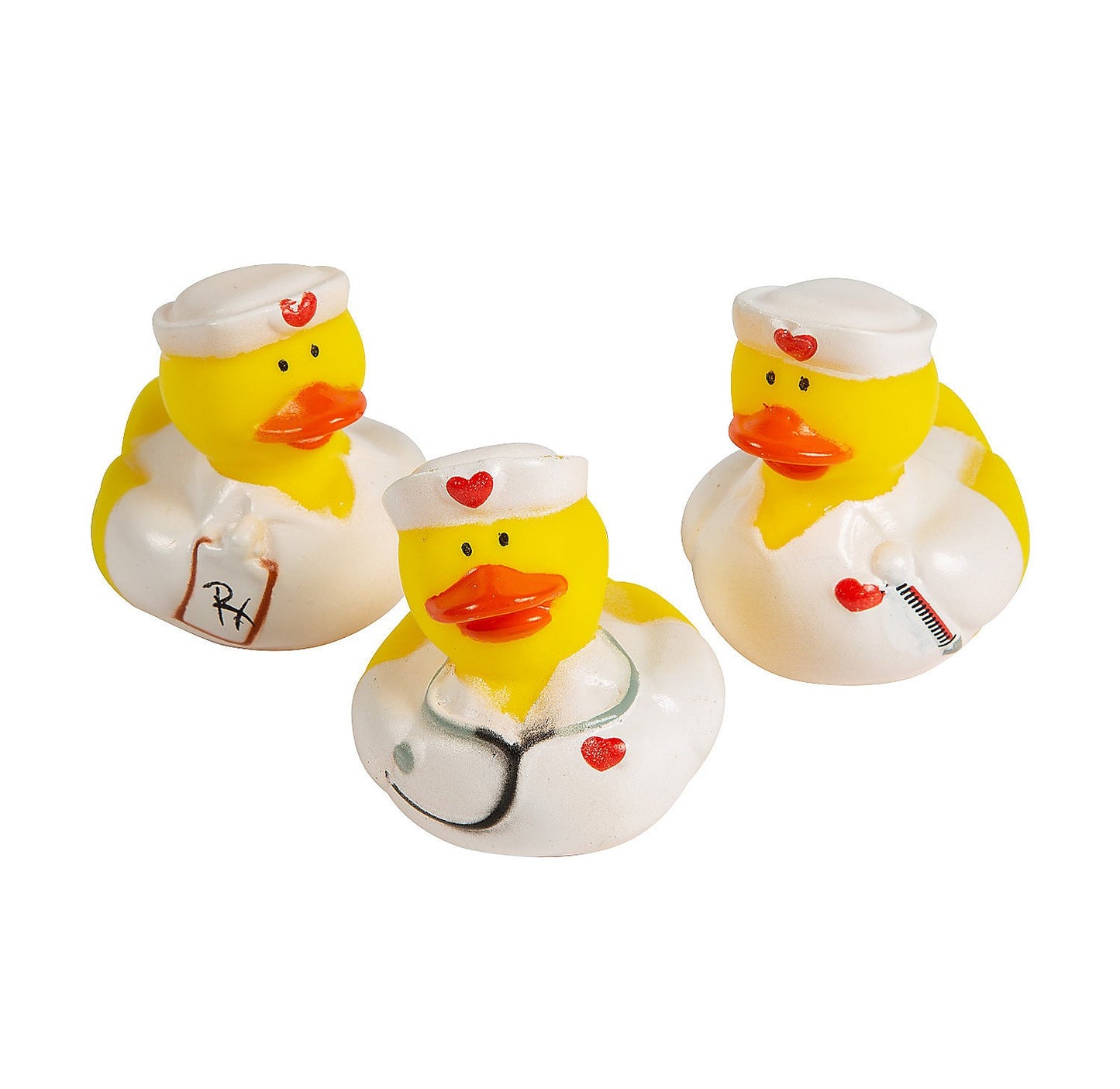 2" Nurse Rubber Ducks with Stethoscope, Clipboard & Thermometer