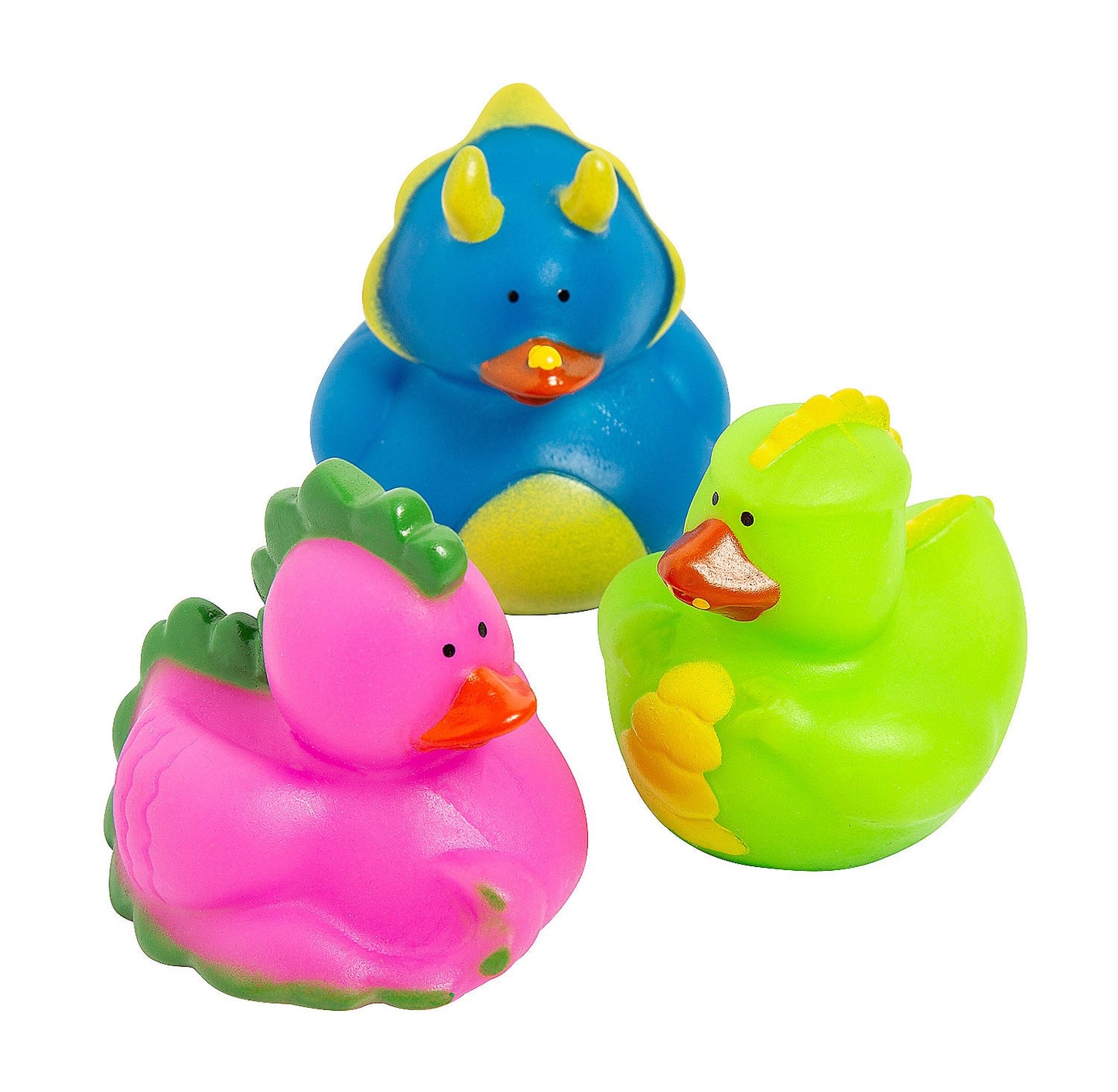 2" Prehistoric Dinosaur Pink, Blue & Green Rubber Ducks
