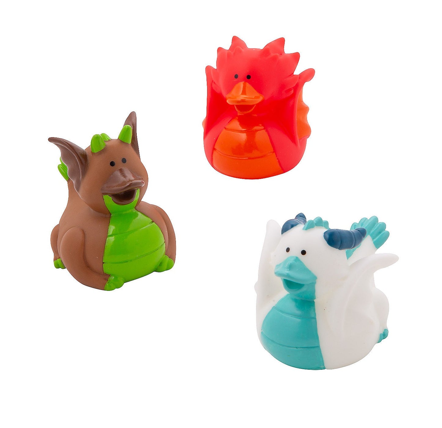 2" Winged Dragons Brown, Red and White Rubber Ducks