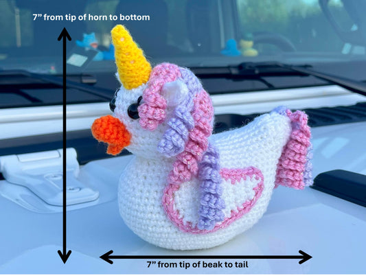 Handmade Crochet Unicorn Duck - 7"
