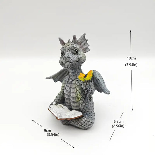 Dragon Reading a Book Mini Figurine