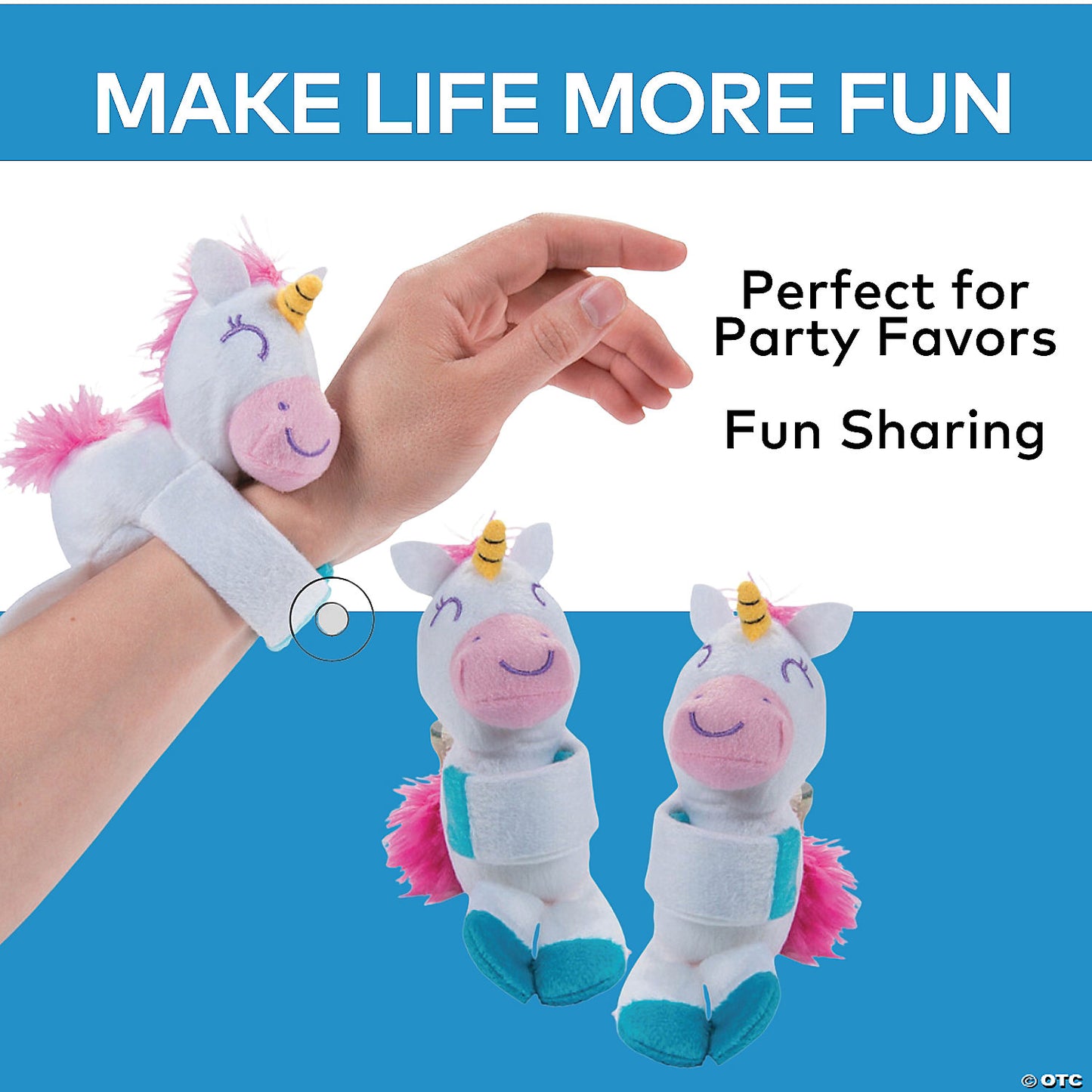 8" Hugging Magical White Unicorn Stuffed Slap Bracelet