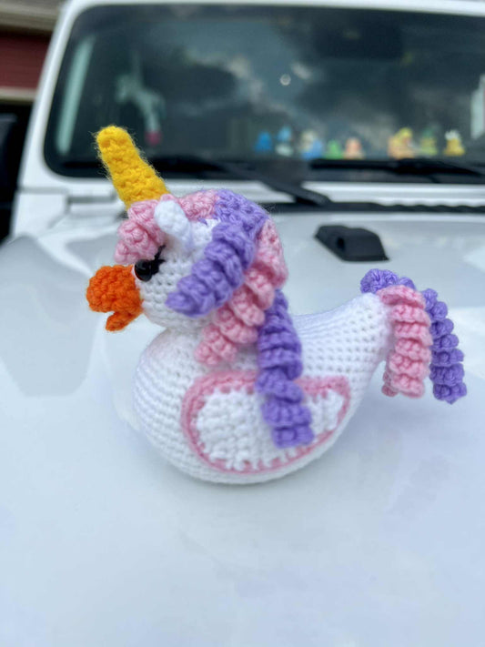 The Diva Unicorn Duck Handmade Crochet Unicorn Duck - 4" "The Quackicorn"
