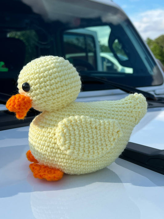 Handmade Pale Yellow Crochet Rubber Duck - 6"