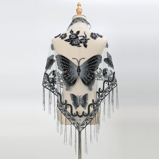 Elegant Sheer Butterfly Shawl – Light and Flowing for Stylish Coverage