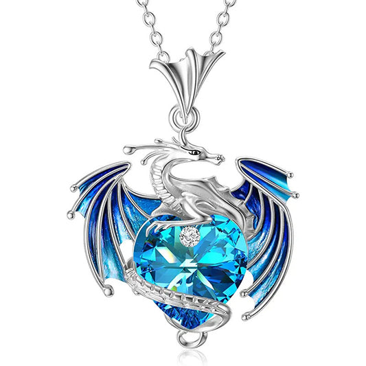 Crystal Heart Dragon Necklace