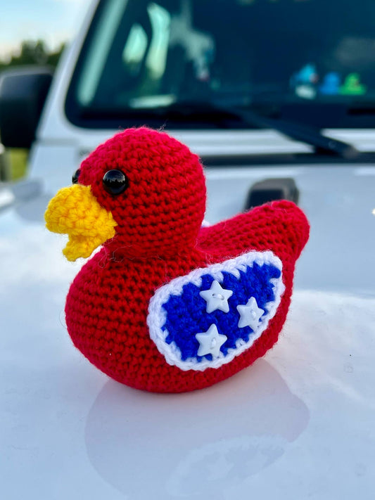 Handmade Red/White/Blue (Tennessee Flag option) Crochet Rubber Duck - 4"