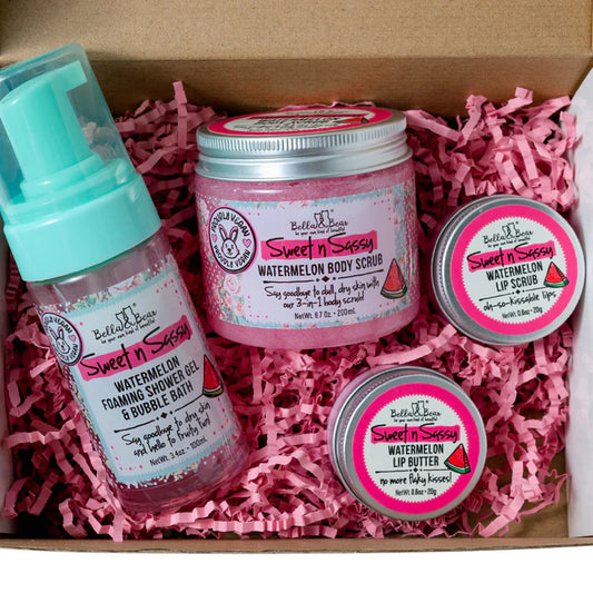 Bella & Bear - Sweet 'N' Sassy Watermelon 4 piece Shower Gel, Body Scrub & Lip Care Gift Set