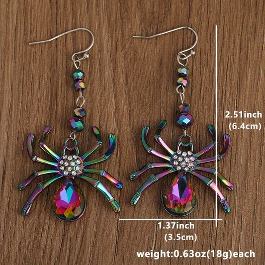 Purple Artificial Crystal Spider Earrings