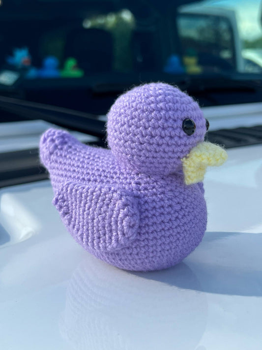 Handmade Purple Crochet Rubber Duck - 4"