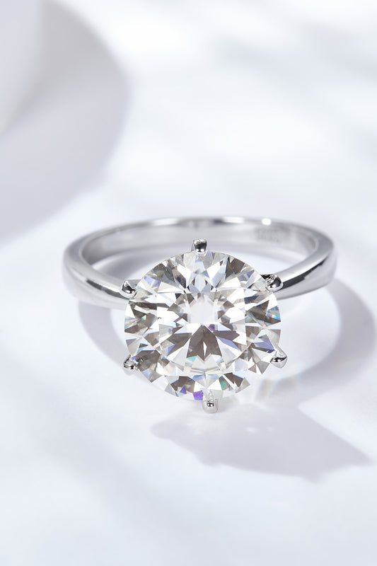 5 Carat Platinum-Plated Moissanite Solitaire Ring