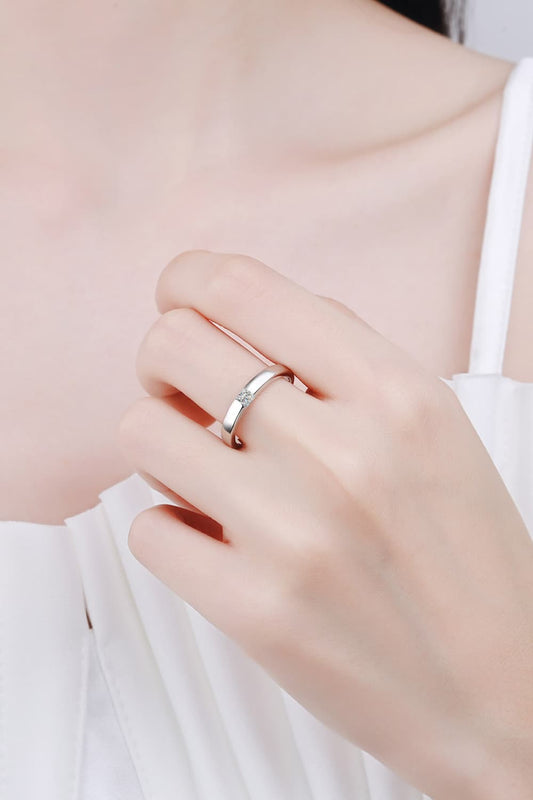 .3 Carat Inlaid Moissanite Rhodium-Plated Ring