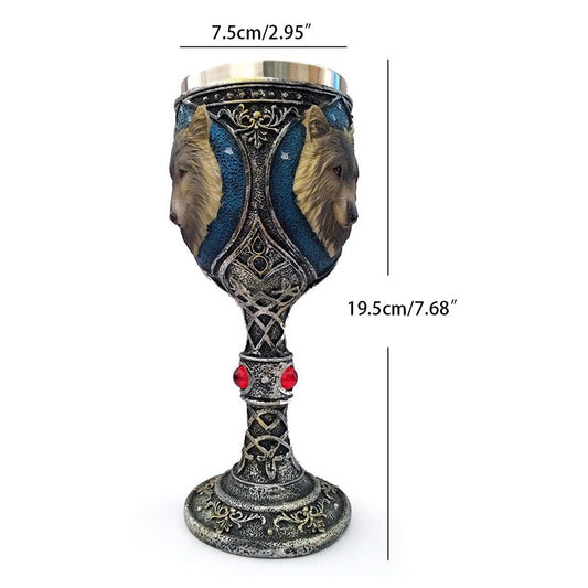 Wolf Head Goblet Drinking Chalice Cup
