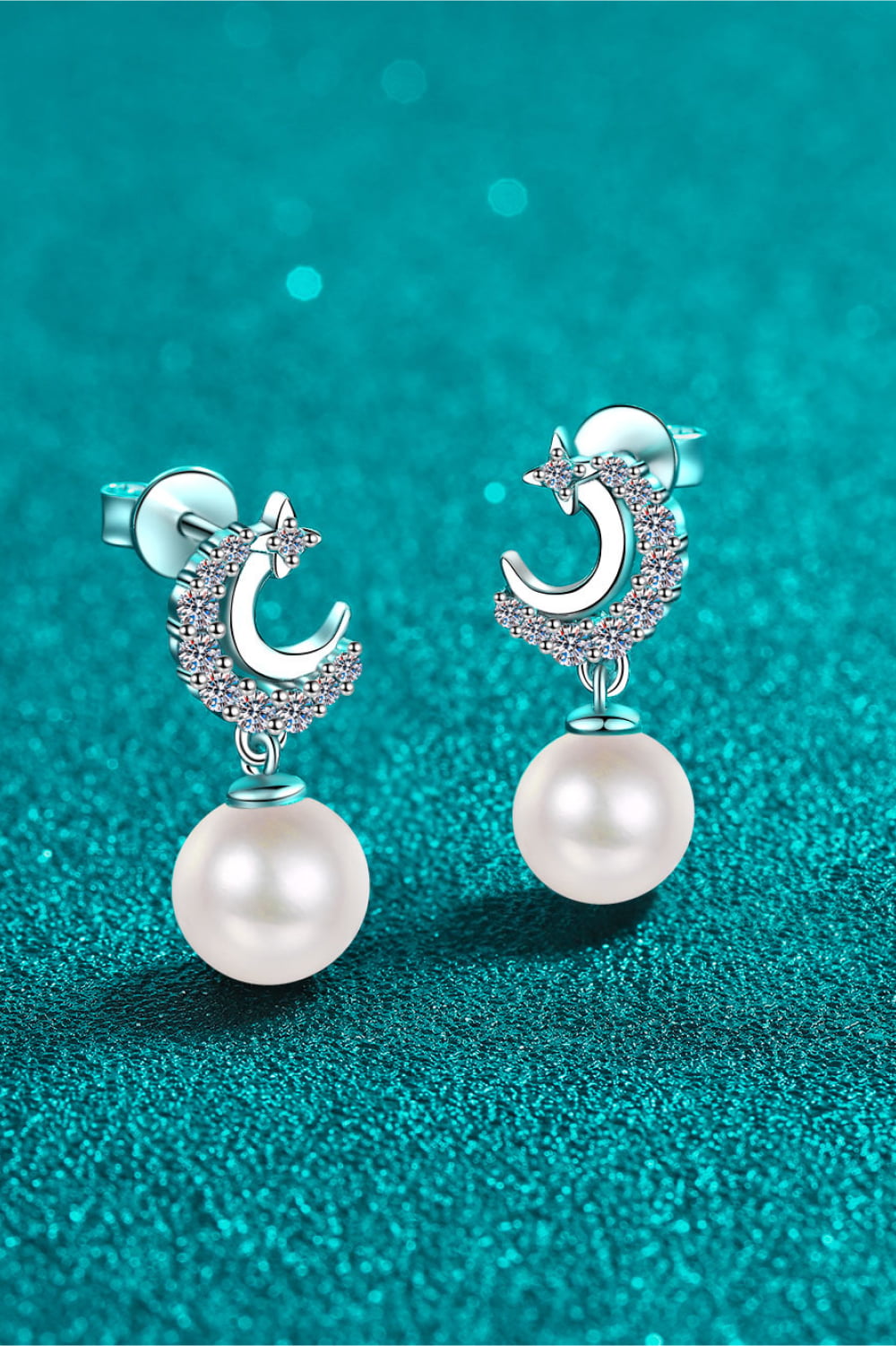 .35 Carat Moissanite Pearl Drop Earrings