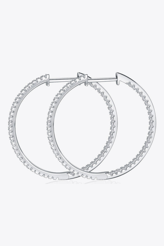 Adored Inlaid Moissanite 925 Sterling Silver Hoop Earrings