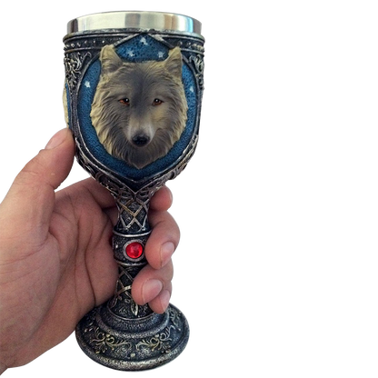 Wolf Head Goblet Drinking Chalice Cup
