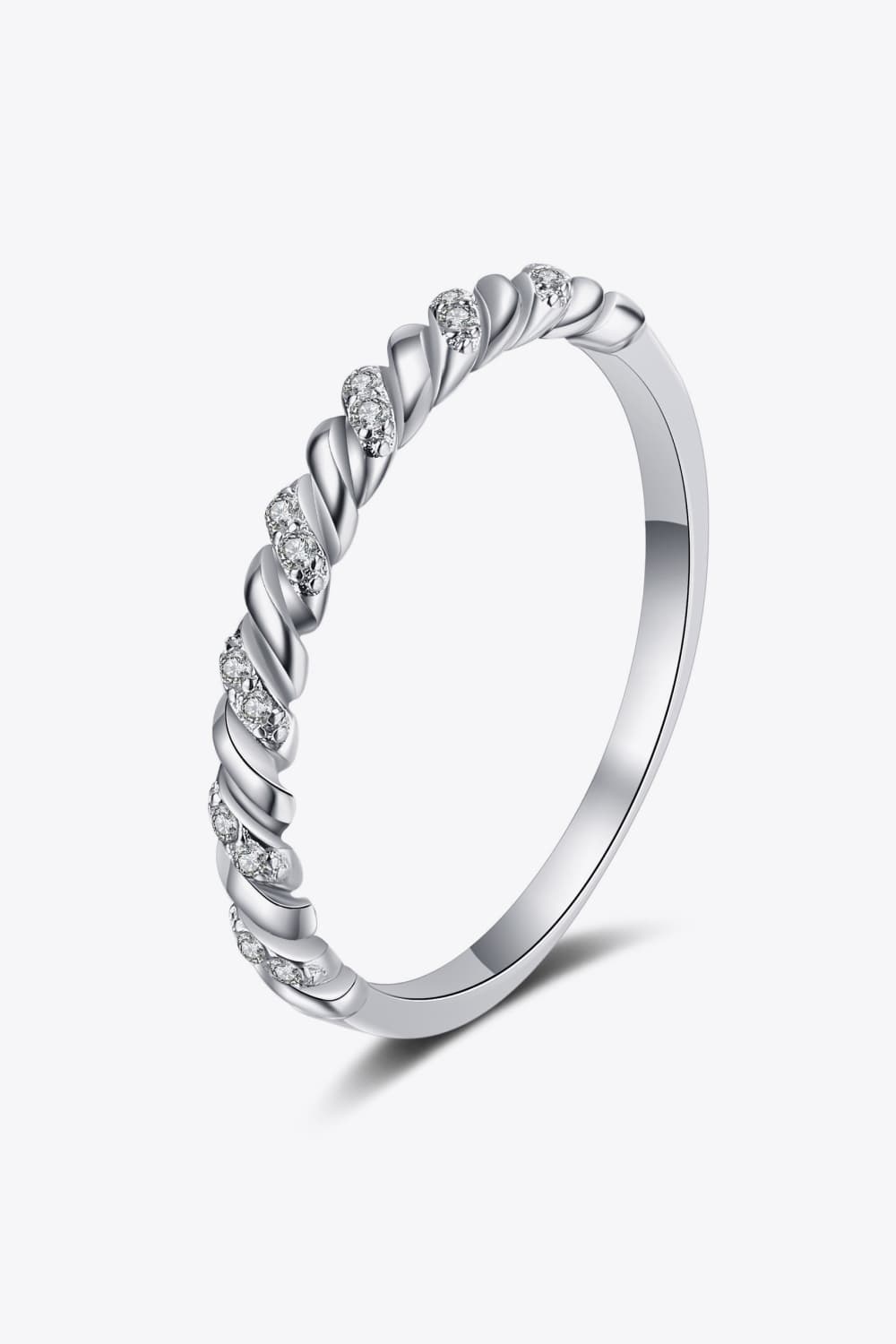 .056 Carat Moissanite Rhodium-Plated Half-Eternity Ring