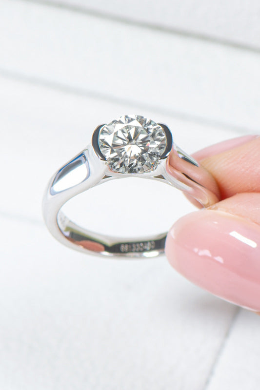 2 Carat Moissanite Looking Good Platinum-Plated Ring