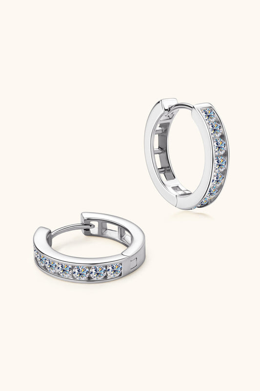 .96 Carat Moissanite 925 Sterling Silver Huggie Earrings