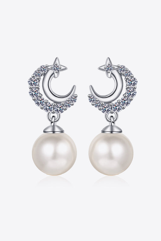 .35 Carat Moissanite Pearl Drop Earrings
