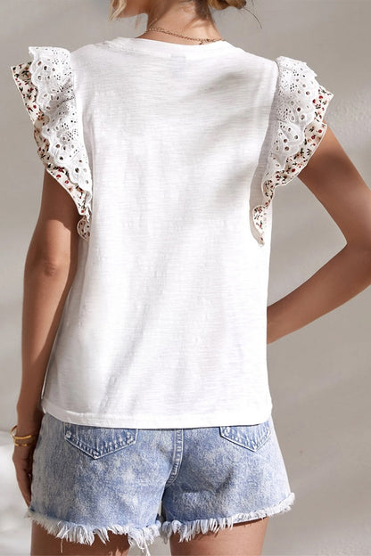 Oh Full Size Ruffled Round Neck Cap Sleeve Top