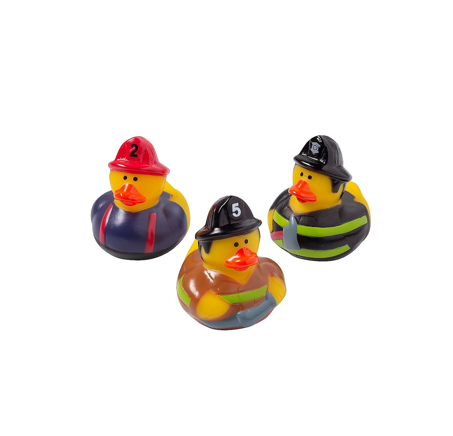 2 1/2" Firefighter Brown, Black & Blue Rubber Ducks