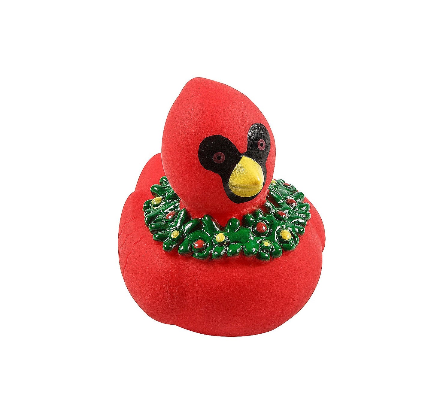 2" Christmas Cardinal with Wreath Rubber Duck