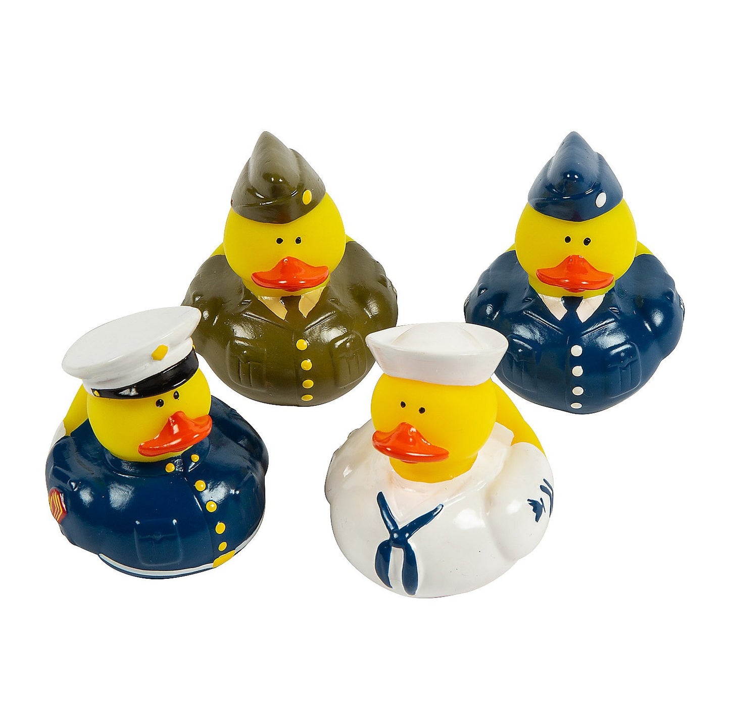 2" Uniformed Armed Forces Blue, Green & White Rubber Ducks