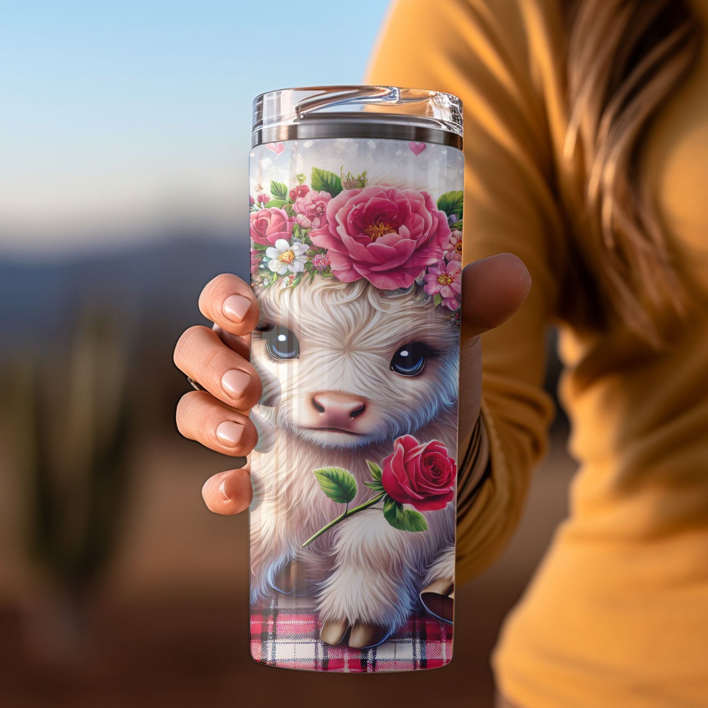 Valentine's Day Highland Cow Skinny Tumbler - 20oz or 30oz