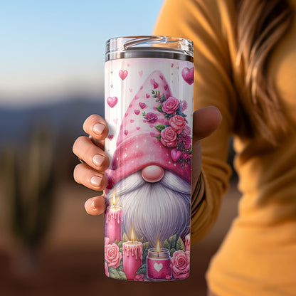 Valentine's Day Pink Gnomes Skinny Tumbler - 20oz or 30oz