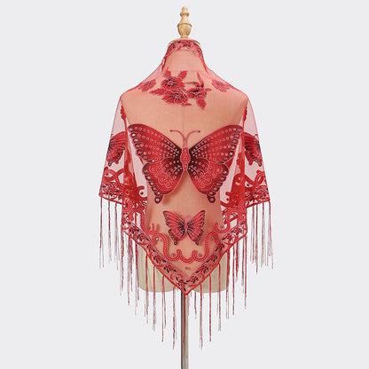 Elegant Sheer Butterfly Shawl – Light and Flowing for Stylish Coverage