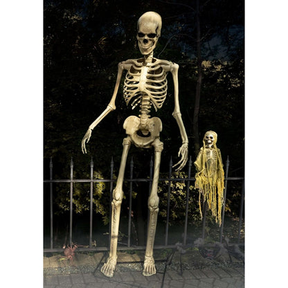 8-Foot Towering Animatronic Halloween Skeleton with LED Eyes and Motion Sensor