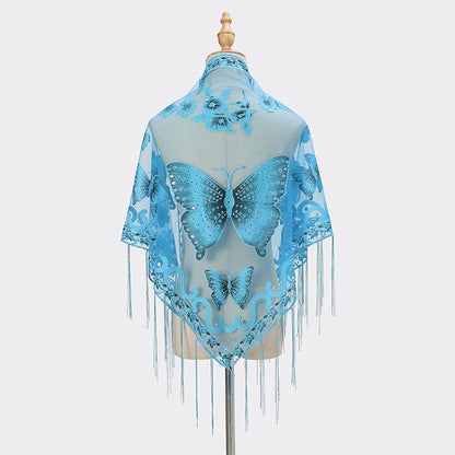 Elegant Sheer Butterfly Shawl – Light and Flowing for Stylish Coverage