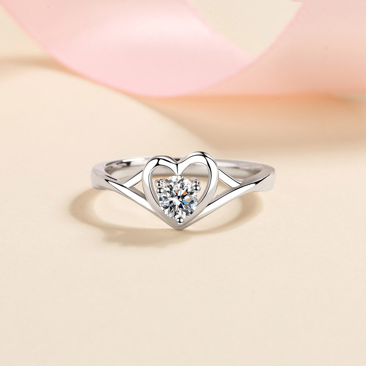 .3 Carat Moissanite Heart 925 Sterling Silver Ring