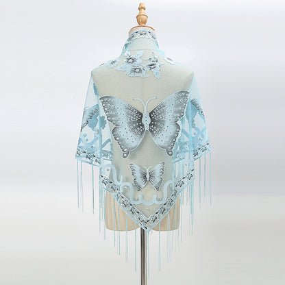 Elegant Sheer Butterfly Shawl – Light and Flowing for Stylish Coverage