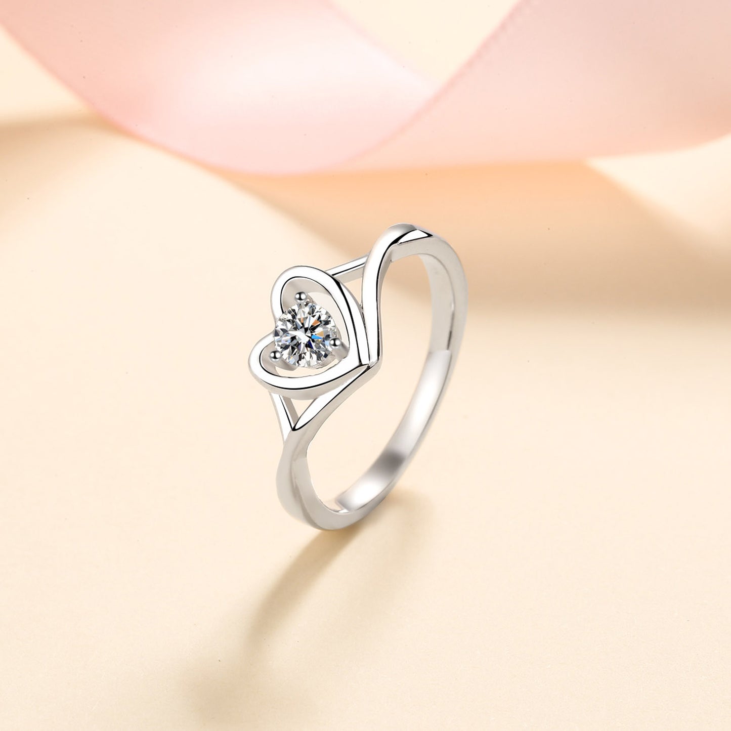 .3 Carat Moissanite Heart 925 Sterling Silver Ring