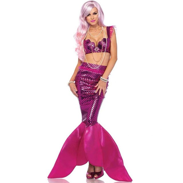 Sexy Beach Mermaid Dress Halloween Cosplay Costume Stage Carnival Party Adult Suit Women Fantasy Sequins Suit Purple / XL Sexy Beach Mermaid Dress Halloween Cosplay Costume Stage Carnival Party Adult Suit Women Fantasy Sequins Suit Purple / XL