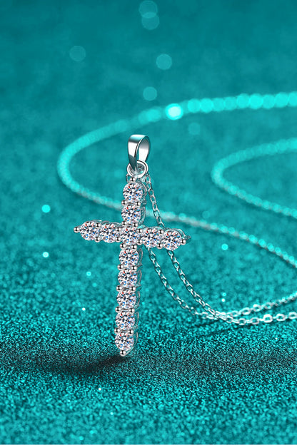 3.6 Carat Adored 925 Sterling Silver Cross Moissanite Necklace