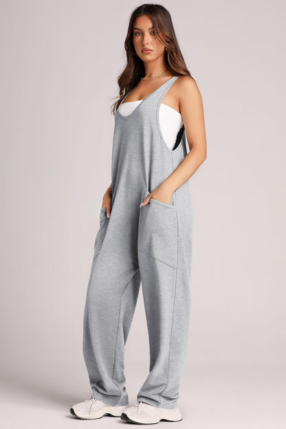 Wide Strap Jumpsuit with Pockets