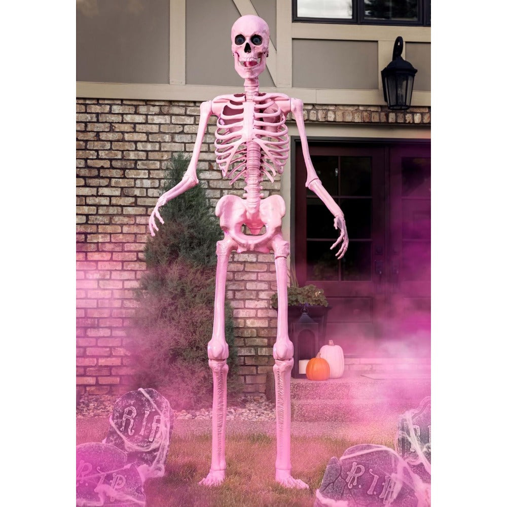 8-Foot Towering Animatronic Halloween Skeleton with LED Eyes and Motion Sensor