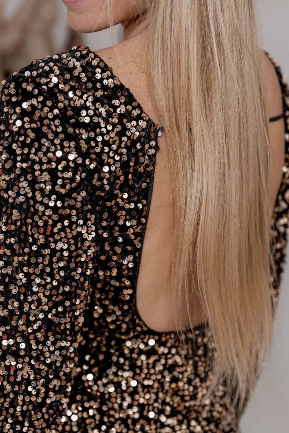 Backless Sequin Round Neck Long Sleeve Dress The Enchanted Coach, LLC Backless Sequin Round Neck Long Sleeve Dress The Enchanted Coach, LLC