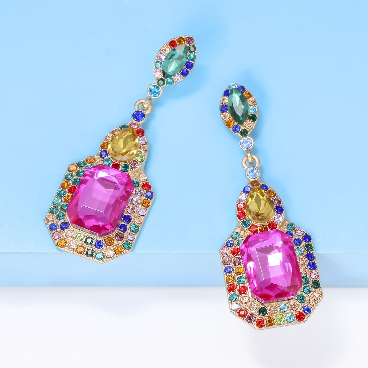 Alloy Rhinestone Dangle Earrings