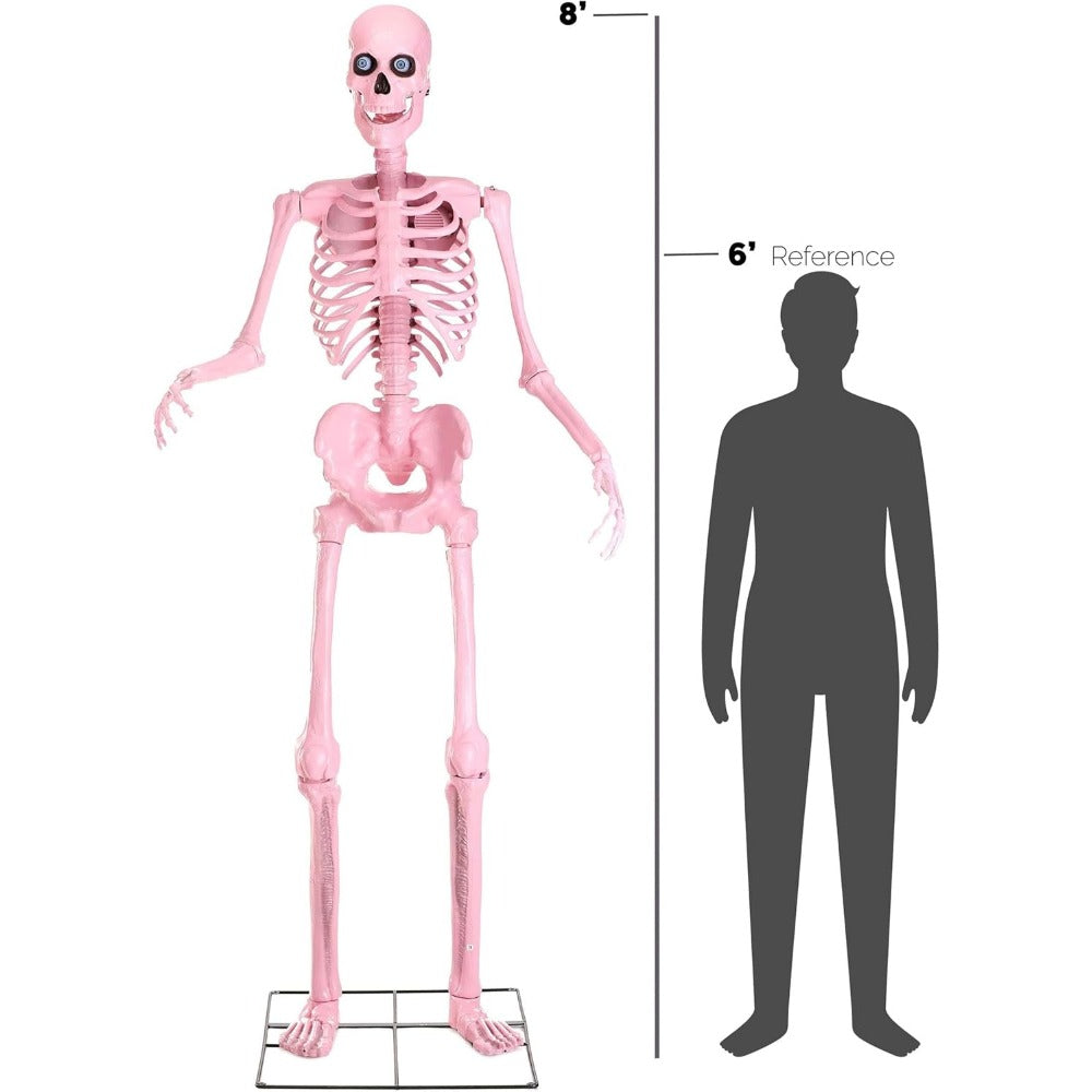 8-Foot Towering Animatronic Halloween Skeleton with LED Eyes and Motion Sensor