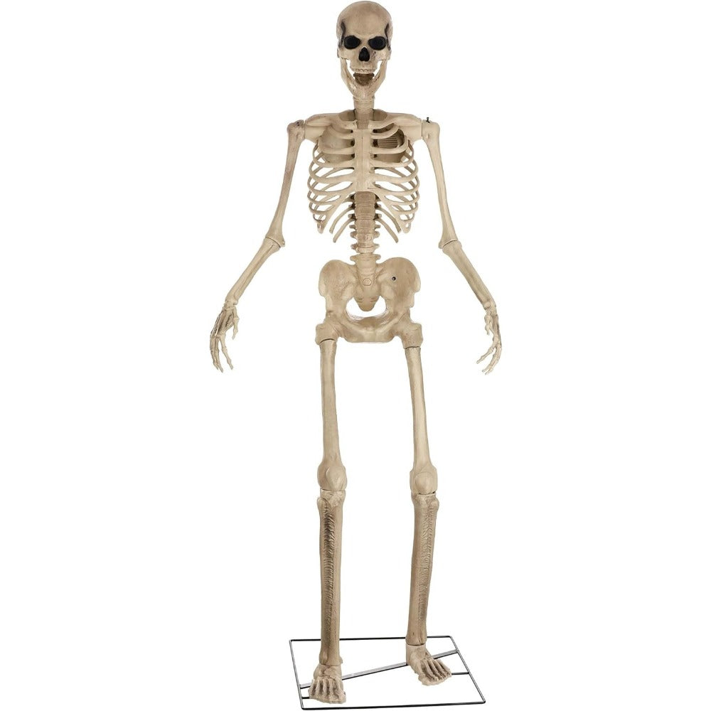 8-Foot Towering Animatronic Halloween Skeleton with LED Eyes and Motion Sensor