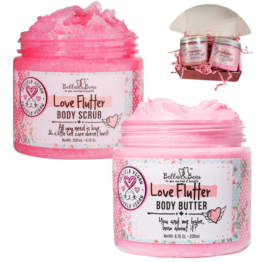 Bella & Bear - 2 Piece Love Flutter Gift Set Body Butter | Body Scrub 6.7oz