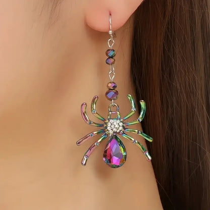 Purple Artificial Crystal Spider Earrings