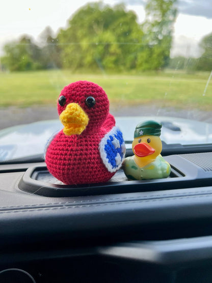 Handmade Red/White/Blue (Tennessee Flag option)  Crochet Rubber Duck - 4"