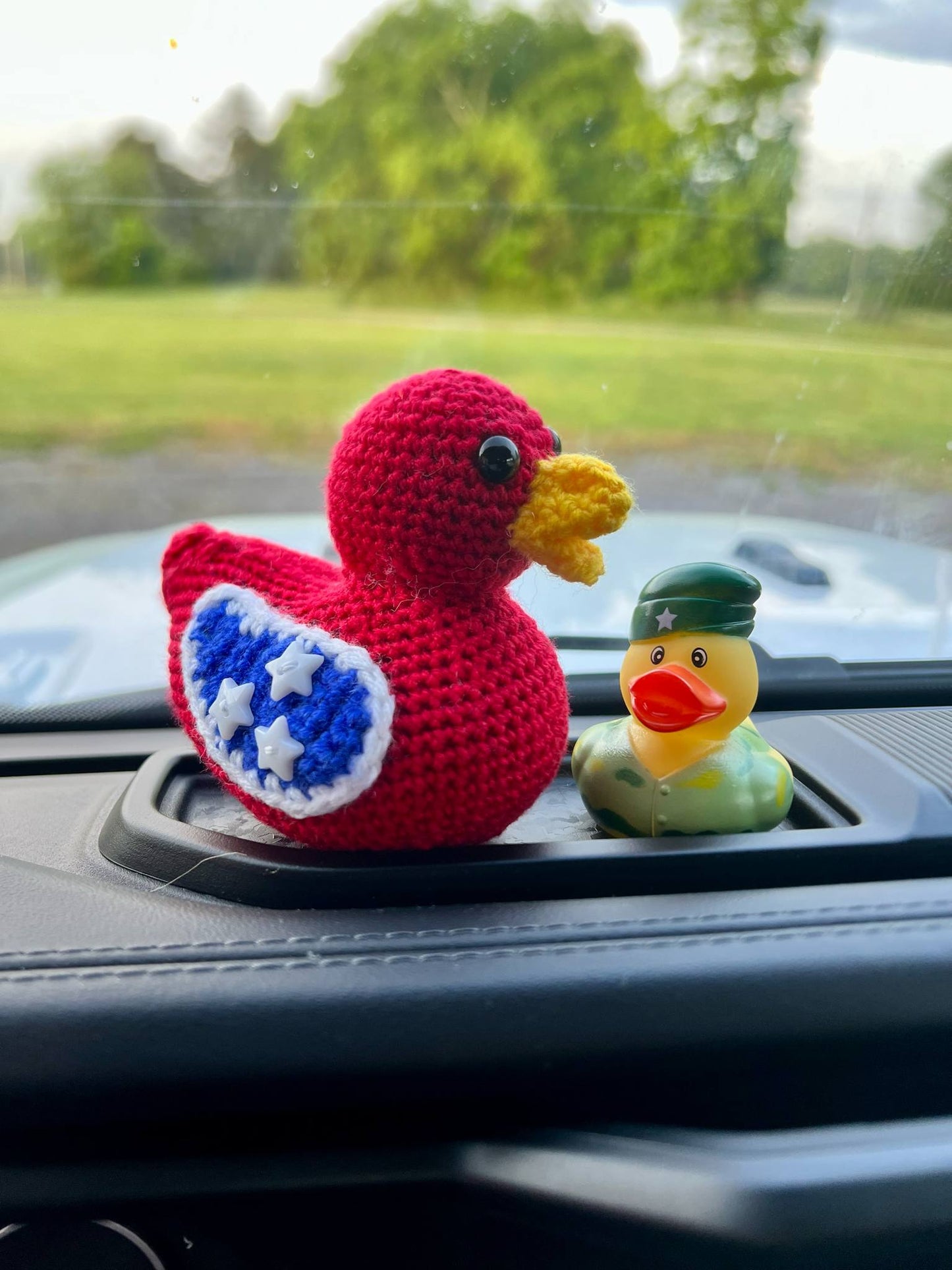Handmade Red/White/Blue (Tennessee Flag option)  Crochet Rubber Duck - 4"